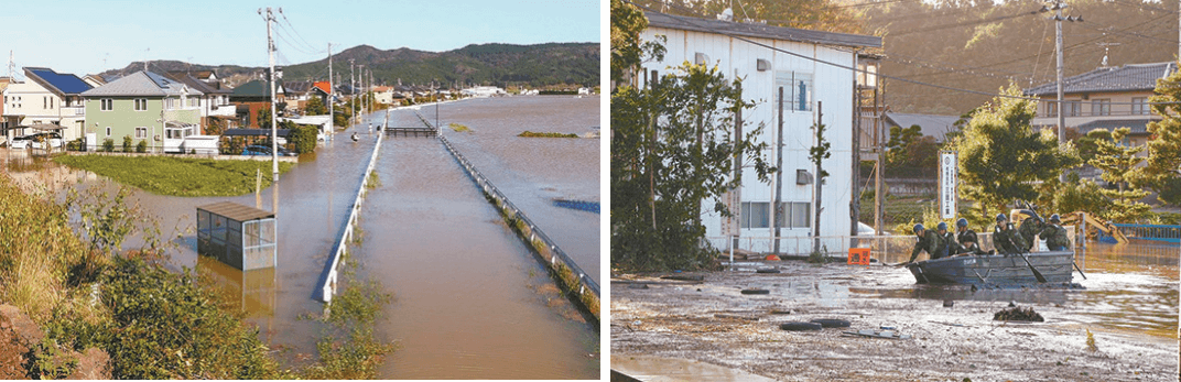 写真:台風の影響で冠水した街の様子